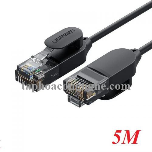 Ugreen 70654 5M cat6a 10Gbps 500MHz OD2.8mm Utp cáp mạng siêu mỏng thuần đồng màu đen NW122 30070654